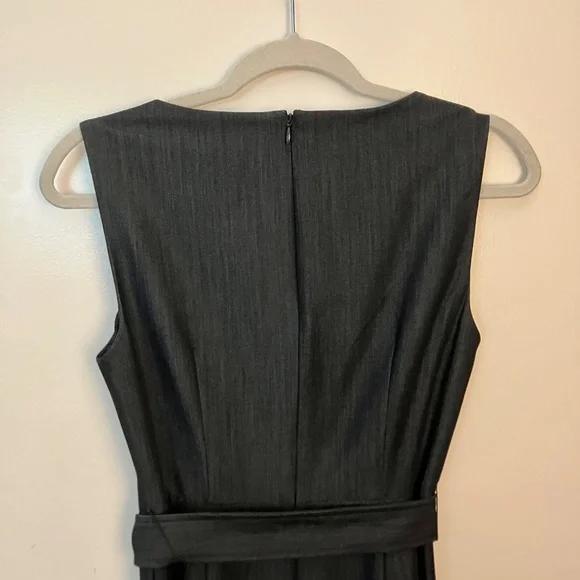 CALVIN KLEIN Black Chambray Sleeveless Surplice Neckline Wide Leg Jumpsuit Sz 2 - Picture 3 of 7